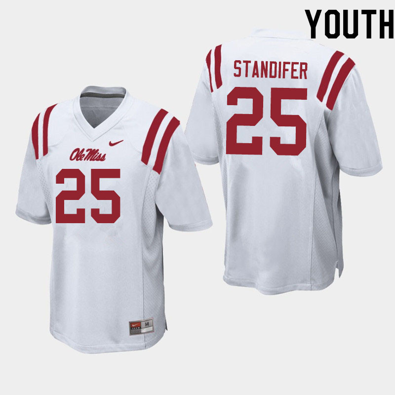 Tavario Standifer Ole Miss Rebels NCAA Youth White #25 Stitched Limited College Football Jersey ODX4158GJ